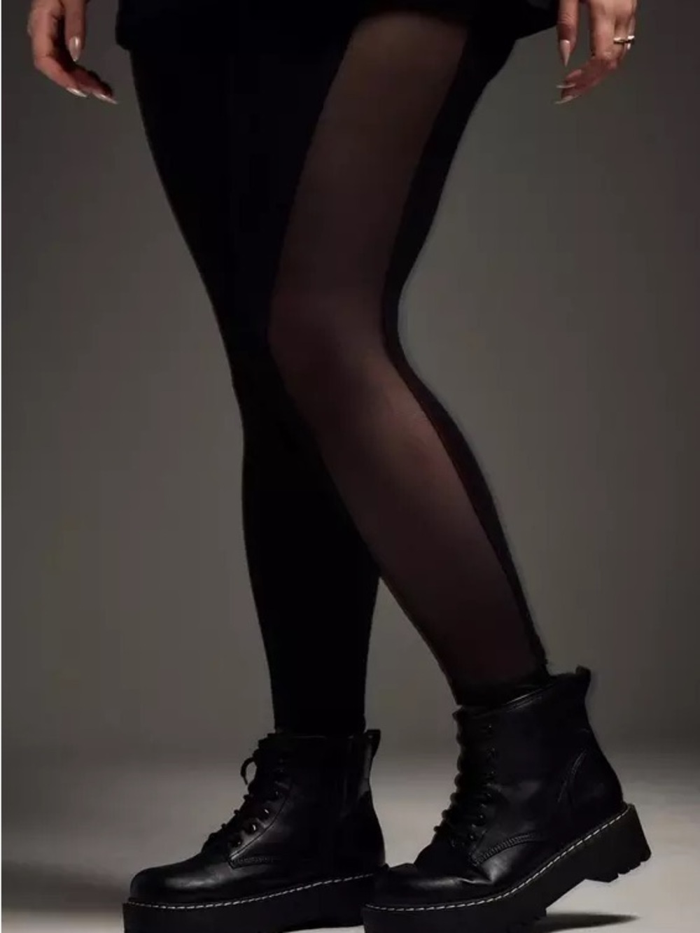 Torrid Nightfall Black Mesh-Panel High-Waist Leggings with Pockets - Picture 5 of 8